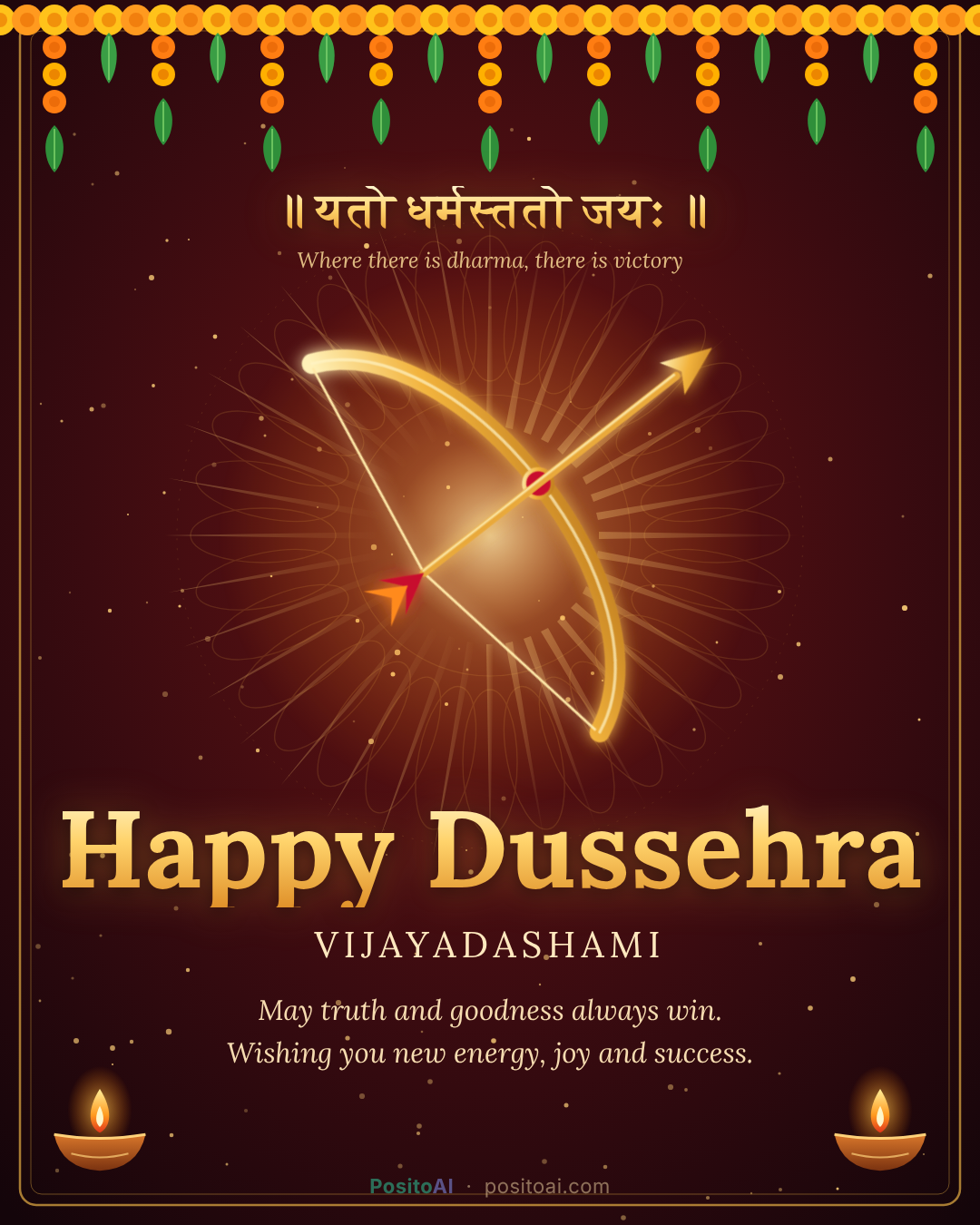 Dussehra (Vijayadashami) greeting, English
